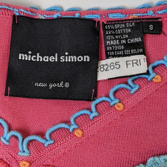 Women’s Michael Simon Pink Long Sleeve Sweater Sz S Butterfly New York VTG - Picture 8 of 11